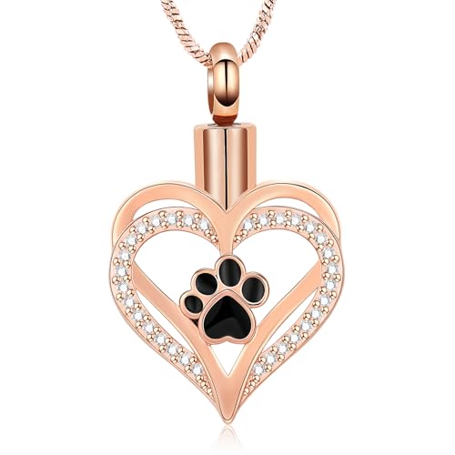 Yinplsmemory Urnen-Halskette für Haustiere, Pfotenabdruck, Herz, Urne, Asche, Halskette für Damen und Herren, Hunde/Katze, Andenken, Gedenkschmuck für die Asche eines geliebten Menschen Yinplsmemory Urnen-Halskette für Haustiere, Pfotenabdruck, Herz, Urne, Asche, Halskette für Damen und Herren, Hunde/Katze, Andenken, Gedenkschmuck für die Asche eines geliebten Menschen von Yinplsmemory