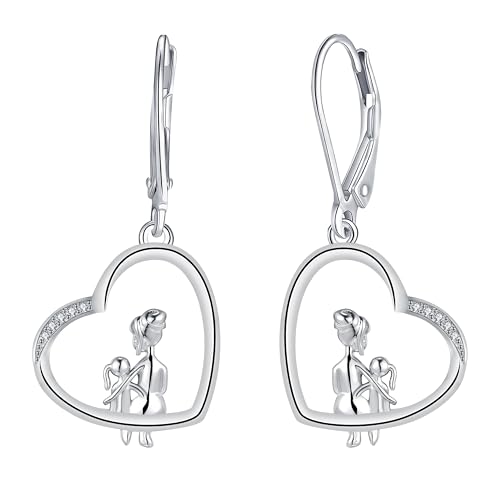 Yinsen Damen Hängend Ohrringe 925 Sterling Silber Mutter und Tochter Ohrringe für Frauen Geschenk für Freundin Mama von Yinsen
