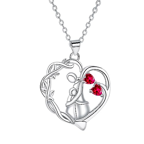 Yinsen Halskette Damen 925 Sterling Silber Mutter Tochter Anhänger Kette mit Herz Zirkonia Geschenk Für Jahrestag Muttertag Geburtstag Schmuck für Mutter Ehefrau Mädchen Geschenk von Yinsen