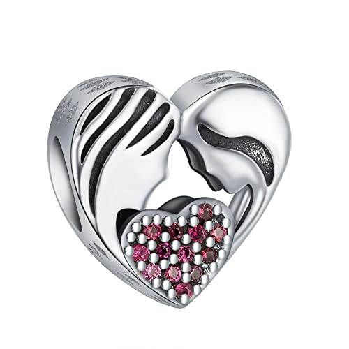 Yinsen Mutter und Tochter Charm Bead für Armband 925 Sterling Silber Liebe Herz Mum Charms Anhänger für Armband,kompatibel mit europäischen Armbändern und Halskette für Frauen Mädchen von Yinsen