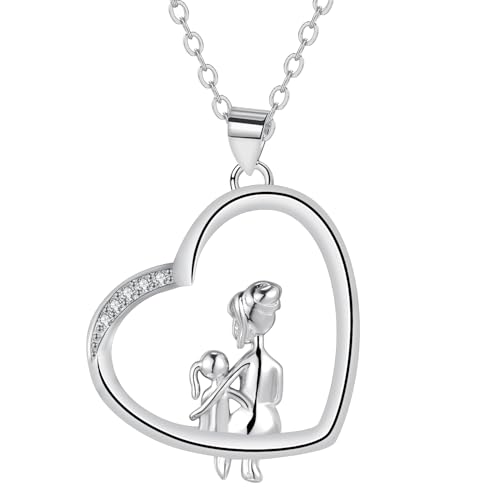 Yinsen Mutter und Tochter Halskette,925 Sterling Silber Mutter Herz Halskette Geburtstag Anhänger Muttertag Kette Schmuck Geschenke für Mutter Tochter von Yinsen