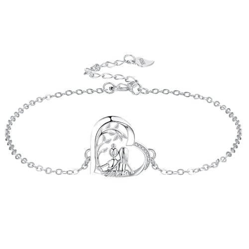Yinsen Armband für Damen 925 Sterling Silber mit Herz Anhänger Armbänder Damen Verstellbar Armkette Valentinstag Muttertag Geburtstags Weihnachten Geschenk für Sie Frauen Freundin von Yinsen