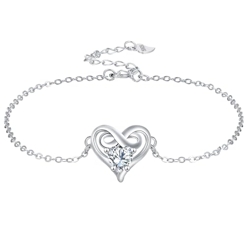 Yinsen Unendlichkeit Armband für Damen 925 Sterling Silber mit Herz Zirkonia Armbänder Damen Verstellbar Armkette Valentinstag Muttertag Geburtstags Weihnachten Geschenk für Sie Frauen Freundin von Yinsen
