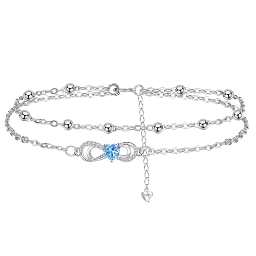 Yinsen Unendlichkeit Herz Fußkettchen Damen 925 Silber Fußkette Boho Fußkettchen für Sommer Strand Schmuck für Damen Mädchen von Yinsen