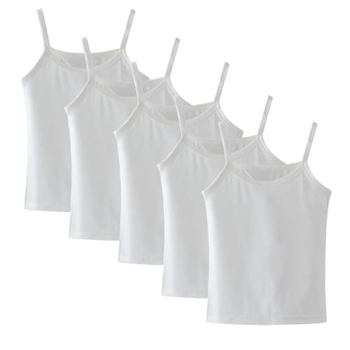Yintry 5er-Pack Cami-Westen für Mädchen, weiche, ärmellose Kinder-Unterhemden, einfarbige Tanktops für Kleinkinder, Racerback-Ballett-Tanzbekleidung von Yintry
