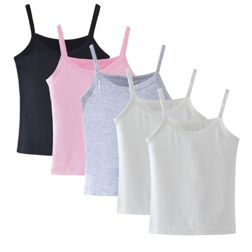 Yintry 5er-Pack Cami-Westen für Mädchen, weiche, ärmellose Kinder-Unterhemden, einfarbige Tanktops für Kleinkinder, Racerback-Ballett-Tanzbekleidung von Yintry
