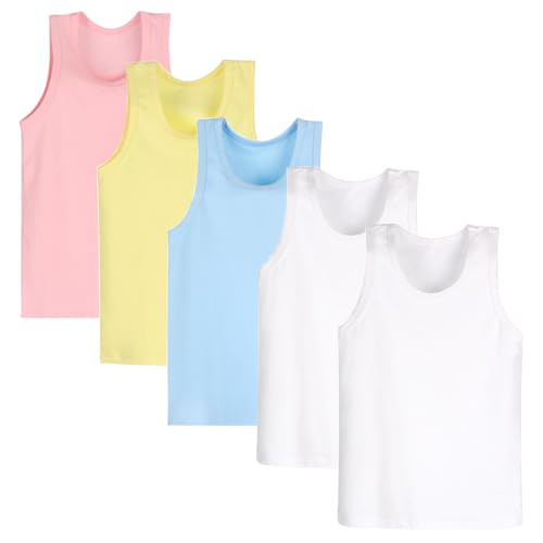 Yintry 5er-Pack Cami-Westen für Mädchen, weiche, ärmellose Kinder-Unterhemden, einfarbige Tanktops für Kleinkinder, Racerback-Ballett-Tanzbekleidung von Yintry