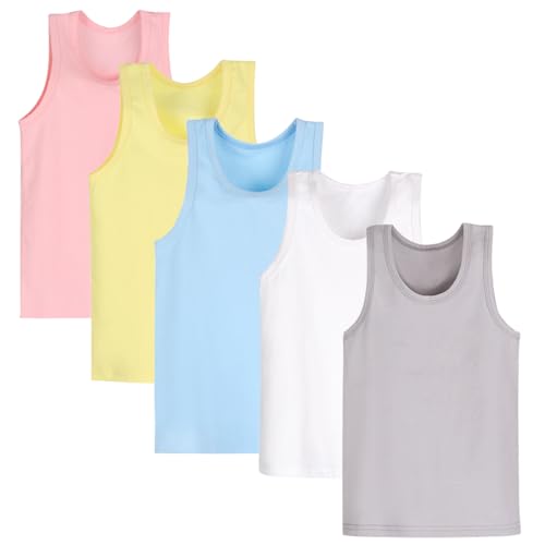 Yintry 5er-Pack Cami-Westen für Mädchen, weiche, ärmellose Kinder-Unterhemden, einfarbige Tanktops für Kleinkinder, Racerback-Ballett-Tanzbekleidung von Yintry