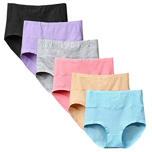 Yintry Damen Unterhosen Baumwolle Slip Damen High Waist Taillenslip Wochenbett Unterwäsche Kaiserschnitt Unterhose Mehrpack (L, 6Farben) von Yintry