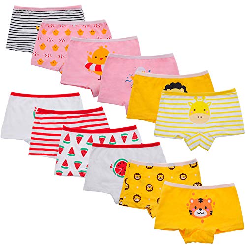 Yintry Kinder Weicher Komfort Baumwollunterwäsche Kleine Mädchen Sortiert Boyshort Höschen Unterhosen (Packung mit 12) von Yintry