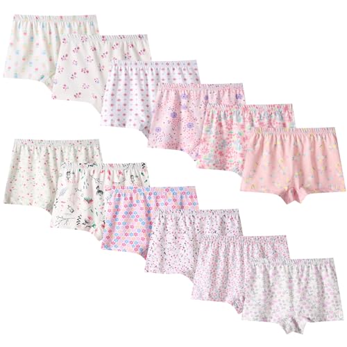 Yintry Kinder Weicher Komfort Baumwollunterwäsche Kleine Mädchen Sortiert Boyshort Höschen Unterhosen (Packung mit 12) von Yintry