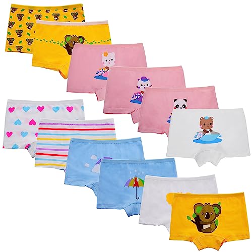 Yintry Kinder Weicher Komfort Baumwollunterwäsche Kleine Mädchen Sortiert Boyshort Höschen Unterhosen (Packung mit 12) von Yintry