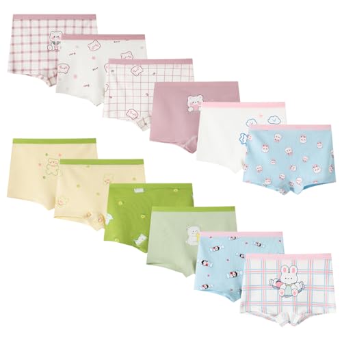Yintry Kinder Weicher Komfort Baumwollunterwäsche Kleine Mädchen Sortiert Boyshort Höschen Unterhosen (Packung mit 12) von Yintry