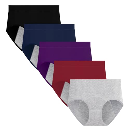Yintry Periodenunterwäsche für Frauen, mittlere Taille, Menstruationshöschen, auslaufsicherer Slip für leichte Periode, 5 Stück（Mit Binde oder Tampon verwenden） von Yintry