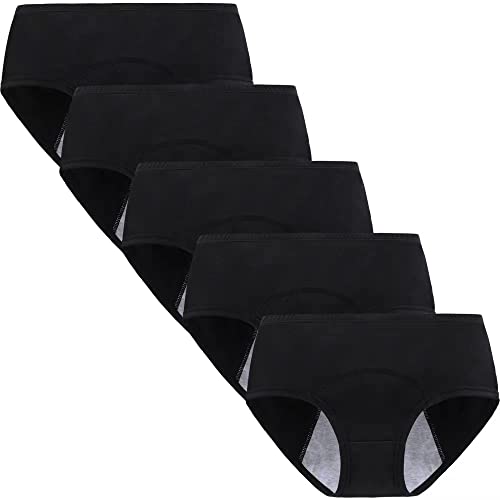 Yintry Teen Mädchen Menstruationshöschen Atmungsaktive Baumwollunterwäsche Auslaufsichere Schutzslips 5er Pack von Yintry