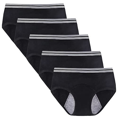 Yintry Teen Mädchen Menstruationshöschen Atmungsaktive Baumwollunterwäsche Auslaufsichere Schutzslips 5er Pack von Yintry