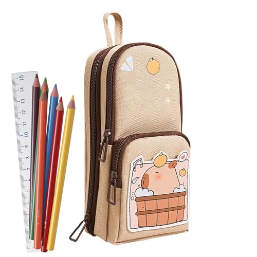 Yiohejy Capybara Federmäppchen – Bleistift-Aufbewahrungstasche – Große Kapazität Schreibwaren Organizer Tasche Stand-up Capybara Stifteetui für Schüler, Buddhistische Capybara, Refer to description von Yiohejy