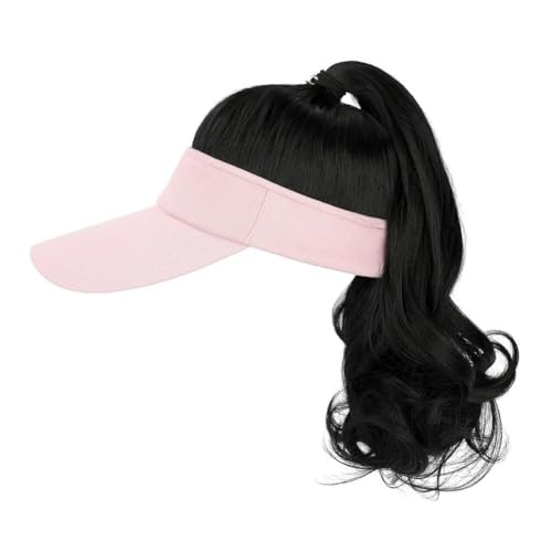 Hut-Perücke für Damen, Baseball-Perücke mit lockigem Kunsthaar, Haarverlängerung, Pferdeschwanz, Sonnen-Perücke, Hut, Ponyta-Haar, Extensions mit Hut-Perücke für Damen, Baseball-Perücke mit lockigem Kunsthaar, Haarverlängerung, Pferdeschwanz, Sonnen-Perücke, Hut, Ponyta-Haar, Extensions mit von Yiokii
