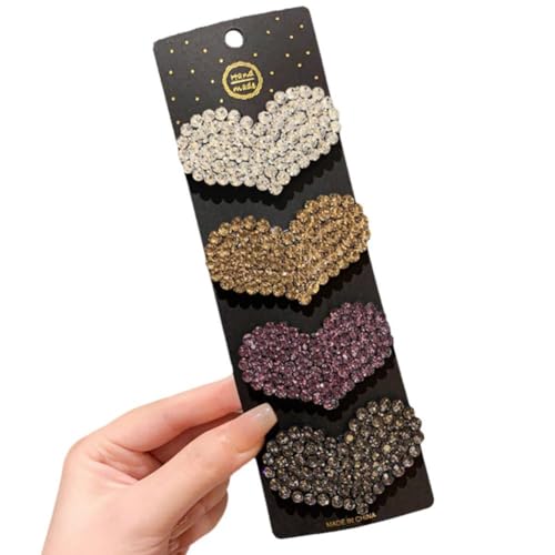 Niedliche herzförmige Strass-Haarnadeln für Damen, modische Haarspangen mit Fashio-Clip, voller charmanter Glanz Z0E3 BB von Yiokii