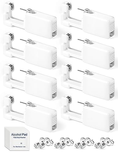 Yiorxu 8 Stück Ohrlochpistole,Piercing Set Einweg Steril Sicherheits Ohrringe Selber Stechen, Piercing Pistole Studs für Damen Herren Mädchen Jungen von Yiorxu