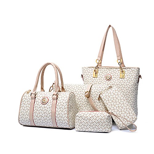 YipGrace Frau Handtasche Umhängetasche Brieftasche Geldbörse 5 Pcs Sets Weiß von YipGrace
