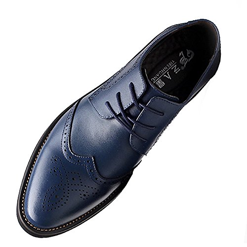 ANUFER Herren Stilvoll Spitzzehe Abendschuhe Schnüren Formal Geschäft Hochzeit Brogues Marineblau P110 EU47 von ANUFER