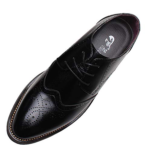 ANUFER Herren Stilvoll Spitzzehe Abendschuhe Schnüren Formal Geschäft Hochzeit Brogues Schwarz P110 EU46.5 von ANUFER
