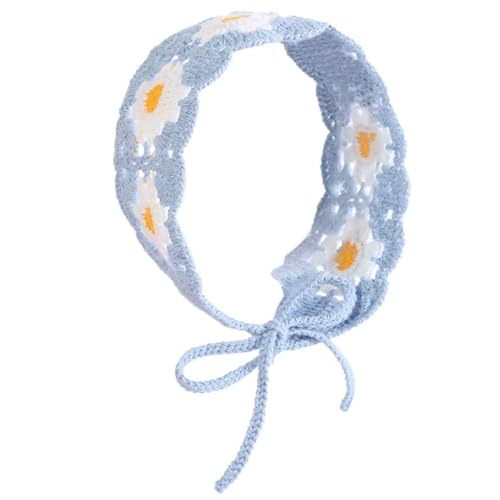 Damen Häkelkopf Kopftuch Gestrickt Haar Schal Headwrap für Damen Mädchen Floral Knit Stirnband Y2K Headwear Floral Crochet Hair Bandana Kopftuch für Damen von Yisawroy