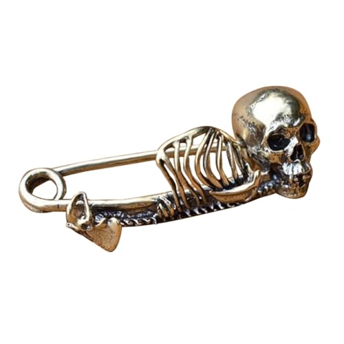 Skelett Brosche Pin Halloween Schädel Stick Krawattennadel Frauen Dame Tasche Revers Stick Pin Brosche Gothic Schädel Emaille Pin Schmuck, Zink von Yisawroy