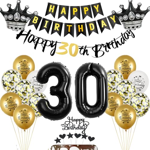 Luftballons 30. Geburtstag Dekoration Schwarz/gold Tortendeko Geburtstag 30 Jahre Mann Männer ballons 30 Geburtstag Frauen Mann,Tortendeko 30. Geburtstag Mann Frauen,Geburtstagsdeko 30 Jahre Mann von Yishamei