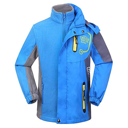 3-in-1 Kinderjacke Jungen Jacke Outdoorjacke Übergangsjacke Windjacke mit Innere Fleecejacke Blau 150 von Yishengwan