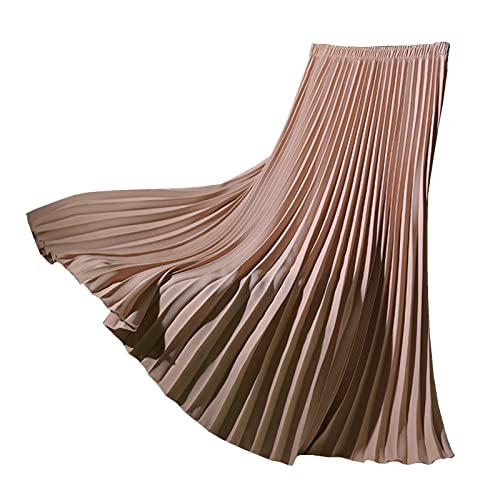 Lang Faltenröcke Damen Elastische Hohe Taille Swing Rock Plisseerock Milchtee M Lang Faltenröcke Damen Elastische Hohe Taille Swing Rock Plisseerock Milchtee M von Yishengwan