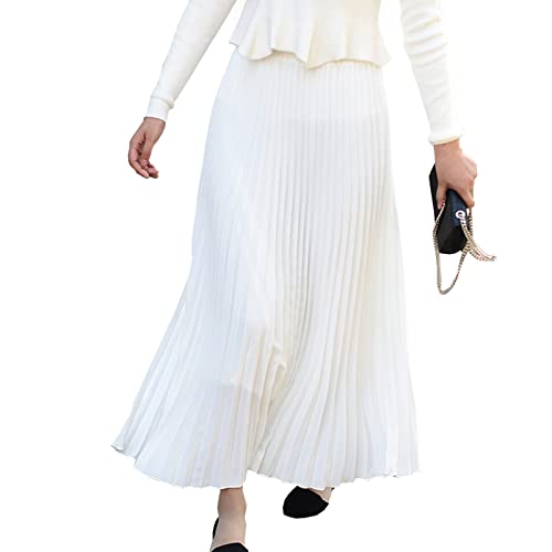 Lang Faltenröcke Damen Elastische Hohe Taille Swing Rock Plisseerock Weiß M Lang Faltenröcke Damen Elastische Hohe Taille Swing Rock Plisseerock Weiß M von Yishengwan