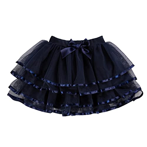 Mädchen Kurzer Rock Elastische Taille Tüllrock Prinzessin Ballettrock Tütü Minirock Tanzkleid Marine 120 von Yishengwan