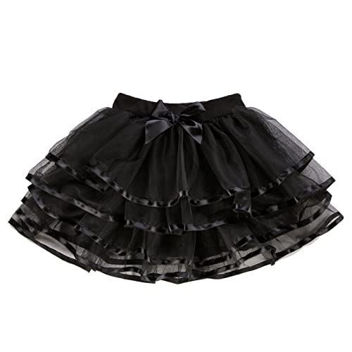 Mädchen Kurzer Rock Elastische Taille Tüllrock Prinzessin Ballettrock Tütü Minirock Tanzkleid Schwarz 140 von Yishengwan