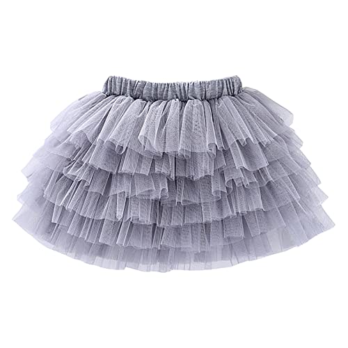 Mädchen Tütü Rock Minirock Lagen Petticoat Tanzkleid Mini Tutu Rock Ballettrock Tüllrock Grau 150 von Yishengwan