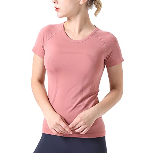 Sport T-Shirt Damen Kurzarm Laufshirt, Atmungsaktiv Stretch Sportshirt Gym Yoga Tops Funktionsshirt Sojabohne Rosa L Sport T-Shirt Damen Kurzarm Laufshirt, Atmungsaktiv Stretch Sportshirt Gym Yoga Tops Funktionsshirt Sojabohne Rosa L von Yishengwan