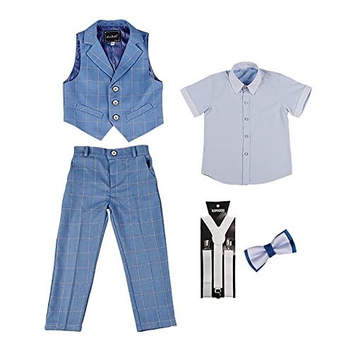 Yishengwan 3/4/5-teiliges Jungen Anzug Set Formelle Kleidung Weste Set, Kinder Gentleman Weste Elegante Hosen Kleidung Outfits Anzüge Kurzarm Hemds 5 Pcs 110 Yishengwan 3/4/5-teiliges Jungen Anzug Set Formelle Kleidung Weste Set, Kinder Gentleman Weste Elegante Hosen Kleidung Outfits Anzüge Kurzarm Hemds 5 Pcs 110 von Yishengwan