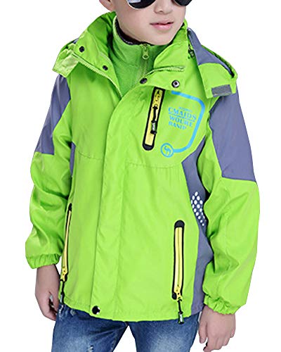 Yishengwan 3-in-1 Kinderjacke Jungen Jacke Outdoorjacke Übergangsjacke Windjacke mit Innere Fleecejacke Grün 130 von Yishengwan