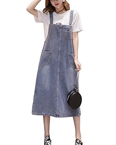 Yishengwan Damen Lang Jeanskleid Trägerrock Jeans Kleid Latzrock Latzkleid mit Taschen Hellblau XXL Yishengwan Damen Lang Jeanskleid Trägerrock Jeans Kleid Latzrock Latzkleid mit Taschen Hellblau XXL von Yishengwan
