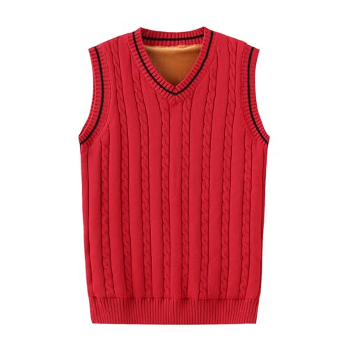 Yishengwan Herren Strickweste Ärmellos V-Auscchnitt Pulunder Freizeit Business Herbst Winter Weste Rot L Yishengwan Herren Strickweste Ärmellos V-Auscchnitt Pulunder Freizeit Business Herbst Winter Weste Rot L von Yishengwan