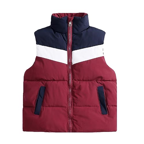 Yishengwan Kinder Daunenweste Jungen Mädchen Steppweste Ärmellos Jacke Weste Pufferweste Weinrot 110 von Yishengwan