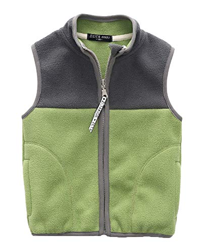 Yishengwan Kinder Jungen Mädchen Fleeceweste Softshell Weste Ärmellos Fleecejacke Grün 130 von Yishengwan