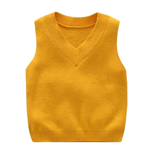 Yishengwan Kinder Jungen Pullunder V-Ausschnitt Strickweste Unifarbene Gestrickte Weste Ärmellos Strickpullover Gelb 4-5 Jahre Yishengwan Kinder Jungen Pullunder V-Ausschnitt Strickweste Unifarbene Gestrickte Weste Ärmellos Strickpullover Gelb 4-5 Jahre von Yishengwan