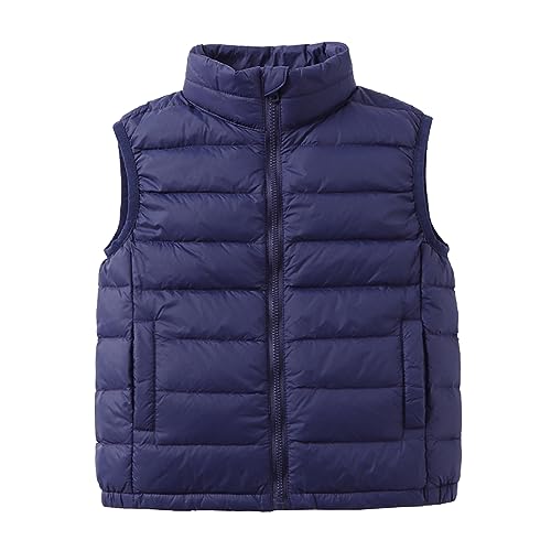 Yishengwan Kinder Ultra Leichte Daunenweste Jungen Mädchen Ärmellos Jacke Weste Steppweste Pufferweste Marine 170 von Yishengwan