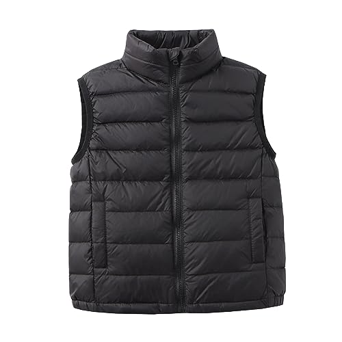 Yishengwan Kinder Ultra Leichte Daunenweste Jungen Mädchen Ärmellos Jacke Weste Steppweste Pufferweste Schwarz 140 von Yishengwan