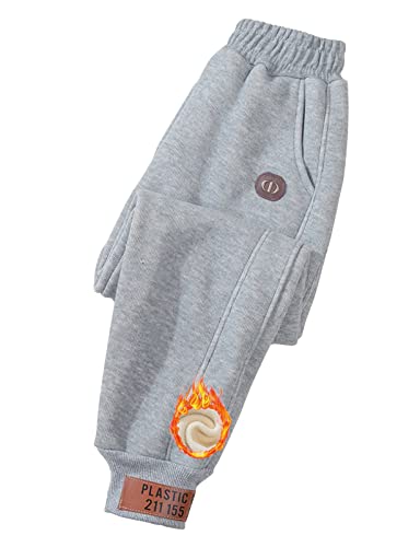 Yishengwan Mädchen Junge Winter Hosen Kinder Elastische Taille Thermo Sweathose Jogginghose Grau(Warmes Futter) 140 von Yishengwan