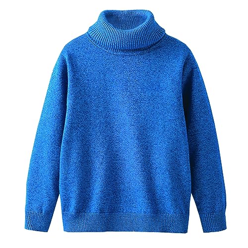 Yishengwan Rollkragenpullover Kinder Langarm Gestrickt Strickpullover Sweater Pullis für Mädchen Jungen Blau 140 von Yishengwan