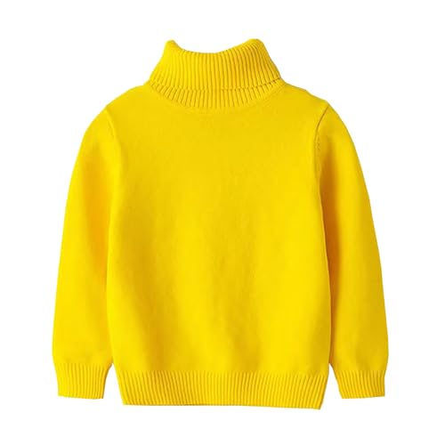 Yishengwan Rollkragenpullover Kinder Mädchen Langarm Strickpullover Jungen Sweater Pullover Gelb 120 von Yishengwan