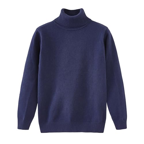 Yishengwan Strickpullover Kinder Mädchen Langarm Rollkragenpullover Jungen Sweater Pullis Warm Tops Marine 160 von Yishengwan